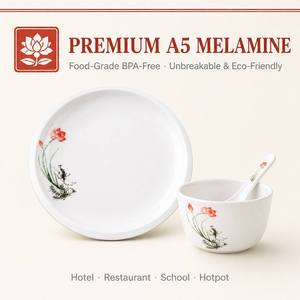 Juego de Vajilla de Melamina Estilo Chino con Diseño de Lago de Lotos Iluminado por la Luna, Elegante Vajilla con Patrón de Lotos para Uso en Restaurantes y Hoteles, con Certificación CE - Product Image 2