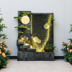 Mur <span class=keywords><strong>de</strong></span> cascade en résine, écran d'entrée à eau courante, rocaille, fontaine, aménagement paysager <span class=keywords><strong>de</strong></span> <span class=keywords><strong>jardin</strong></span> extérieur, <span class=keywords><strong>bassin</strong></span> à poissons - Product Image 1