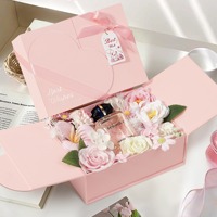 Boîte cadeau cosmétique rose en forme de cœur personnalisée haut de gamme avec logo estampé pour la Saint-Valentin, anniversaire, fête, boîte en papier