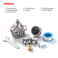 منظم ضغط الوقود القابل للتعديل 12-804 مع مقياس لكاربراتيرات هولي وإيدلبروك، 1-4 رطل لكل بوصة مربعة، 3/8 بوصة NPT، مدخل واحد ومخرجين