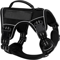 Harnais tactique anti-traction pour chien, respirant et réfléchissant, avec poignée souple, 2 anneaux en D métalliques et 3 boucles à dégagement rapide pour chiens