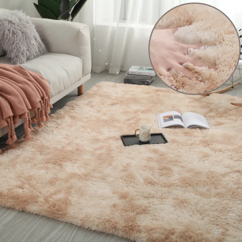 China polyester soft shaggy fluffy carpet floor area rug for living room