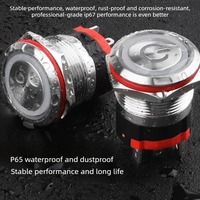 Sweideer Saklar Tombol Tekan Logam 22MM 15A Tahan Air  Latching  Momentary  Saklar Daya Berlampu