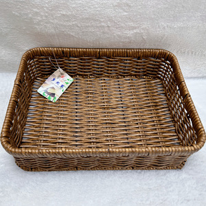 Rectangular Woven Rattan <b>Storage</b> <b>Basket</b> Handmade For Food Container Snacks Fruits <b>Vegetables</b> - Product Image 4