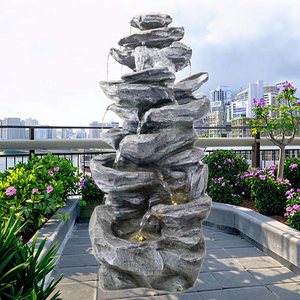 Ornement d'oiseau en verre d'<span class=keywords><strong>extérieur</strong></span> de luxe moderne Grandes fontaines d'eau en cascade en <span class=keywords><strong>béton</strong></span> Piquet de jardin solaire avec moules d'art de cour en résine - Product Image 3