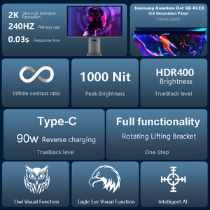 Nhà máy OEM 27 inch QD-OLED 2K 240Hz chơi game màn hình 0.03ms GTG Type-C 90W hd2.1 chơi game Bảng điều chỉnh hiển thị - Product Image 4