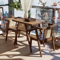 Ensemble de salle à manger compact et multifonctionnel en bois massif de style nordique avec table et chaises pour balcon