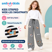 Smiledotkids Pantalons de jogging personnalisés pour enfants, broderie de chien rayé, taille à cordon, OEM ODM, vente en gros pour tout-petits