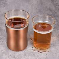 Refroidisseur de mixologie de conception hybride sans gel en verre à cocktail en acier inoxydable à double paroi isolé professionnel