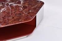 Mesa de centro de salón de acero inoxidable con tapa de mármol de diseño italiano de lujo minimalista