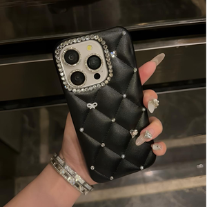 เคสโทรศัพท์ PH144เพชรสีดำไข่มุกจุดสำหรับ iPhone 16 PROMAX 15เหมาะสำหรับ iPhone 14 socialites 12หรูหรามาก