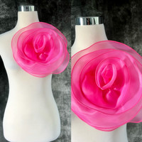 Grosir penjualan terbaik-26cm elegan 3D kebesaran renda Tulle bunga bros Pin untuk perjamuan, pernikahan-bunga mekar bahu Pin