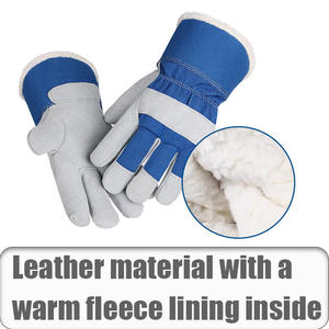 Logotipo personalizado de alta calidad para venta al por mayor Guante de trabajo cálido dividido de vaca Guante de trabajo de invierno de construcción de cuero - Product Image 2