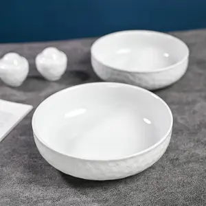 PITO White Ceramic Dinnerware Bowls Porcelain Soup Salad Bowls Modern Design White 4.75 inch Ceramic Bowls for Home Hotel Usage