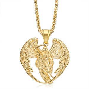 Collier pendentif Ailes d'Ange Grim Reaper pour homme, style gothique tendance, hip-hop, motard, audacieux, idéal pour la fête <span class=keywords><strong>des</strong></span> pères - Product Image 6