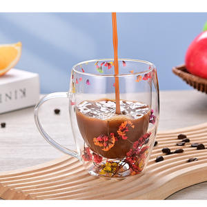 Vaso de Vidrio Creativo de Doble Pared para Leche, Suministro de Fábrica de Vasos con Flores Secas al por Mayor - Product Image 2