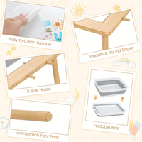 Blocs de construction en bois pour enfants Table sensorielle Table d'activité et ensemble de chaises en bois pour enfants