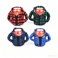 Canette de bière isotherme réutilisable et écologique, de forme personnalisée, avec design de t-shirt et de gilet zippé