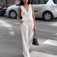 Meilleure vente été femmes co-ords élégant bureau gilet costume Blazer 2 pièces ensemble dames boutons haut court pantalons longs deux pièces ensembles