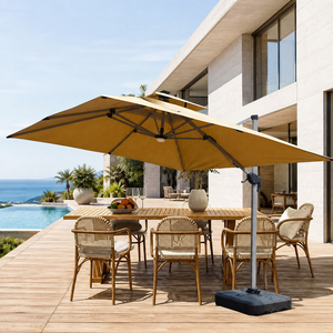 Sombrilla <span class=keywords><strong>de</strong></span> Patio Cantilever <span class=keywords><strong>de</strong></span> Aluminio <span class=keywords><strong>de</strong></span> 3x3 Metros Personalizada al por Mayor con Luces LED Solares, Parasol para Jardín, Piscina y Exteriores - Product Image 1