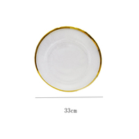 Assiette en verre transparente à rayures verticales de 13 pouces avec bord doré, vente en gros
