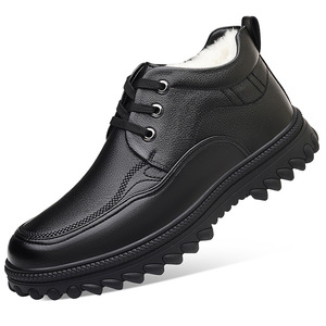 Botas de nieve para hombre, de media pantorrilla, con punta redonda, de cuero artificial, forro de felpa, suela de goma, cálidas, para exteriores - Product Image 5
