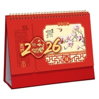 Calendrier de table en papier rouge pour l'année du Cheval 2026, décoration de bureau, cadeau promotionnel publicitaire pour le Nouvel An