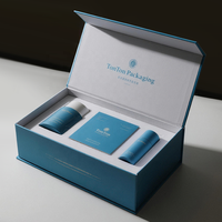 Boîte magnétique personnalisée et boîte cadeau bleue pour ensemble de soins de la peau et emballage de luxe avec pelliculage brillant