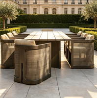 Ensemble de salle à manger d'extérieur moderne personnalisé en aluminium et rotin tressé, table et chaises de patio en aluminium, mobilier d'extérieur