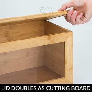 Boîte à pain en bois avec logo personnalisé Boîte à pain multifonctionnelle en bambou Boîte à pain de stockage de gros pour comptoir de cuisine - Product Image 5