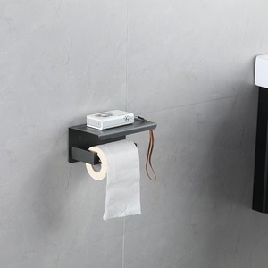 Ensemble de porte-serviettes de salle de bain en acier inoxydable noir, étagère murale avec porte-papier toilette et panier d'angle - Product Image 3
