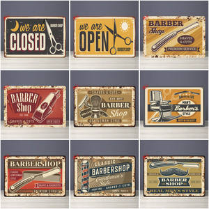 Прямая поставка, парикмахерский магазин, винтажные металлические жестяные знаки, декор для парикмахерской, табличка, рекламный щит, настенный художественный плакат, вывеска для украшения парикмахера - Product Image 3