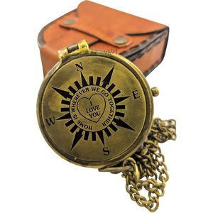 Brújula Náutica Vintage de Latón ALFA NAUTICAL, Grabada con la Frase 'I Love You', Regalo para el Hogar, para Ir a Dónde Queramos, para Acampar, Aventura, Portátil - Product Image 1