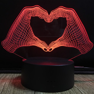 Love Heart Hand Cử Chỉ <span class=keywords><strong>3D</strong></span> Đèn LED Ánh Sáng Ban Đêm 7 Màu Ánh Sáng Cho Trang Trí Nội Thất Đèn Tuyệt Vời Ánh Sáng Quang Học - Product Image 5