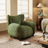 Moderner Minimalistischer Multifunktionaler Einzelsessel Grüner Samt Hochlehniger Armlehnstuhl Wohnzimmer Schlafzimmer Lounge Meerjungfrauen-Stil