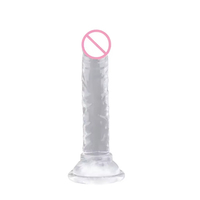 Dildo realista manual con ventosa para mujer, mini pene de cristal pequeño, juguete de masturbación para mujer adulta