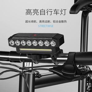 Smiling Shark Faro delantero recargable para bicicleta con campana y bocina, alcance de 100-200 m - Product Image 2