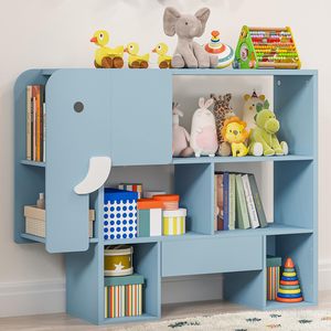 Mobiletto Portaoggetti <span class=keywords><strong>Montessori</strong></span> a 3 Ripiani in Legno Ecologico e Durevole a Forma di Elefante per Scuola, Camera da Letto, Soggiorno - Product Image 1