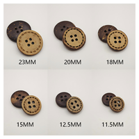 Boutons en noix de coco rétro à bords découpés au laser, 4 trous, tailles assorties 11,5/12,5/15/18/20/23 mm, boutons ronds naturels pour vêtements