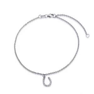 Pave CZ Jewelry Pulsera de eslabones de broca de caballo ecuestre de herradura personalizada de plata esterlina - Product Image 5
