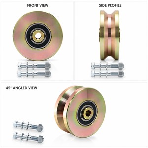Roues à rainure en U de 68 mm, roulettes robustes pour <span class=keywords><strong>portail</strong></span> <span class=keywords><strong>coulissant</strong></span>, roues de <span class=keywords><strong>portail</strong></span> <span class=keywords><strong>coulissant</strong></span> avec vis, double roulement, couleur galvanisée - Product Image 1
