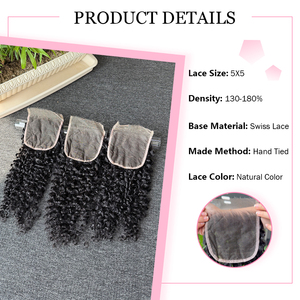Closure en dentelle HD Pixie Curl 5x5 6x6 7x7, effet peau invisible, 100% cheveux humains vierges, pour femmes noires - Product Image 3