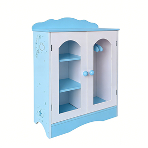 Meilleures ventes en gros : Armoire à poupées rose Zongheng Modèle 044 à deux portes, 3 cintres, pour jeux <span class=keywords><strong>de</strong></span> rôle, jouets en bois pour enfants - Product Image 1