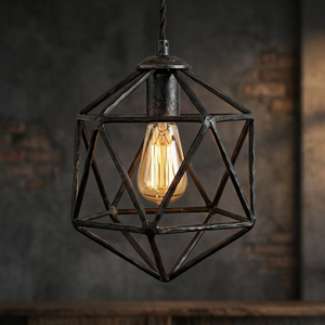 <b>Modern</b> Black Iron Geometric Pendant <b>Light</b> E27 <b>LED</b> Bulb 3500K Warm White Touch Control Kitchen <b>Ceiling</b> Lamp - Product Image 4