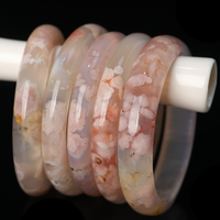 Gelang Batu Agate Bunga Sakura Alami, Ukiran Tangan Bunga Sakura, Gelang Batu Agate untuk Mencari Ketenangan Pikiran dan Penyembuhan Batin