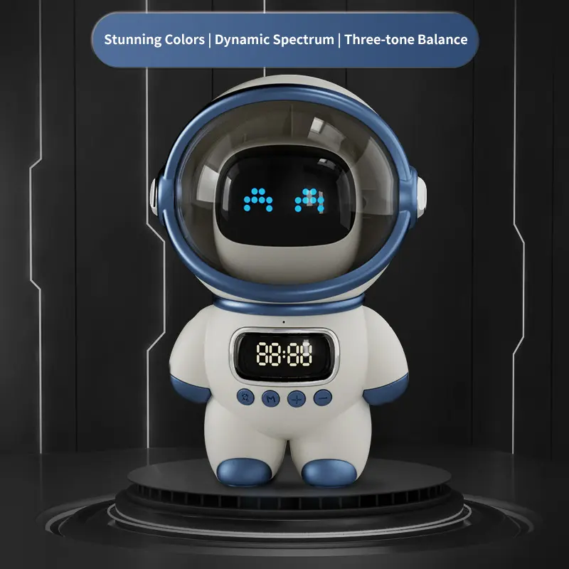 Nirkabel cerdas AI interaktif astronot Audio Alarm jam lampu malam kreatif hadiah untuk anak-anak Bluetooth Speaker Handfree