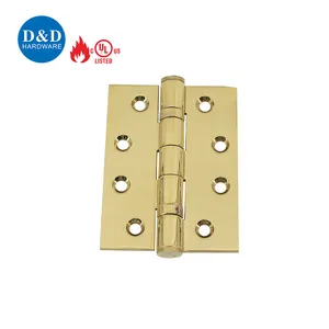 UL Listed 4 Inch Fire Rated Polished Brass Double Ball Bearing Gloden Front Door Stainless Steel Hinge