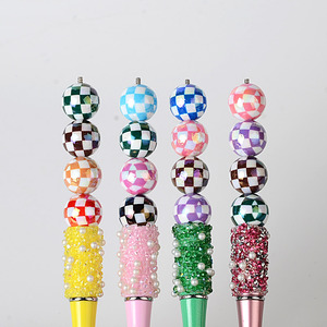 16mm UV-coated <b>Acrylic</b> Mixed Color Checkerboard Round <b>Bead</b> DIY Handmade Stringing Pen for Mobile Phone Chain Accessories - Product Image 3
