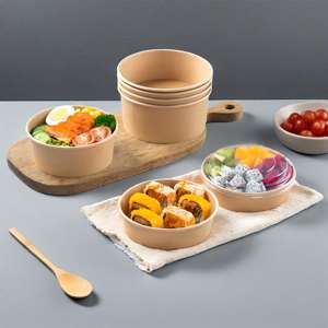 Prix de gros, emballages alimentaires en papier kraft personnalisés, boîte à lunch à emporter et bol à salade et à soupe - Product Image 2