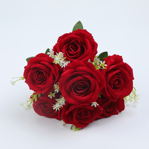 Rosa bianca Bouquet rosa Rose di velluto per matrimonio natale/laurea decorazione artificiale accessorio decorativo per matrimonio - Product Image 5